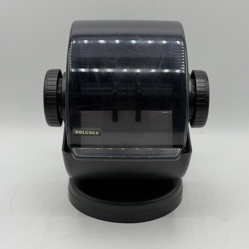 Rolodex Nsw-24c Black Covered Rotary Card File Swivel Holds 500 B1